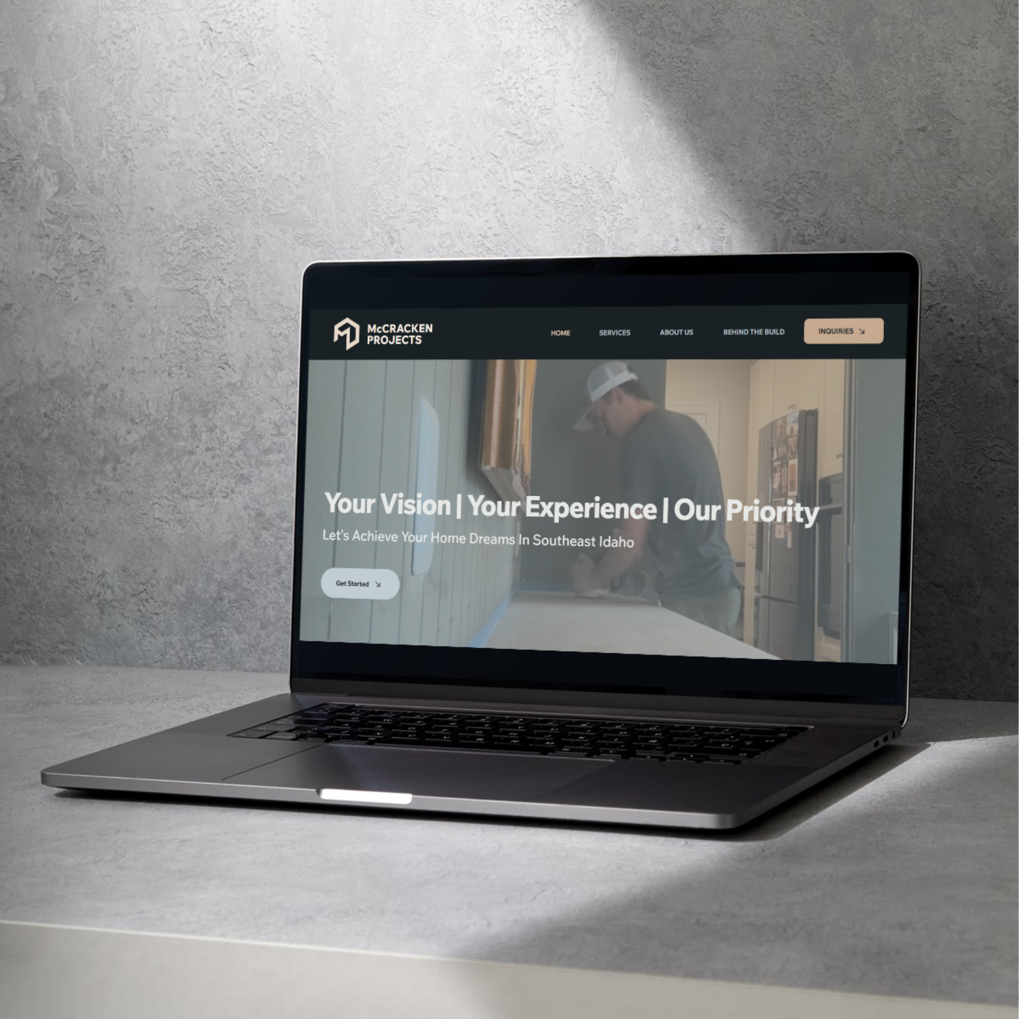 McCracken Projects website mockup designed by Built Marketing