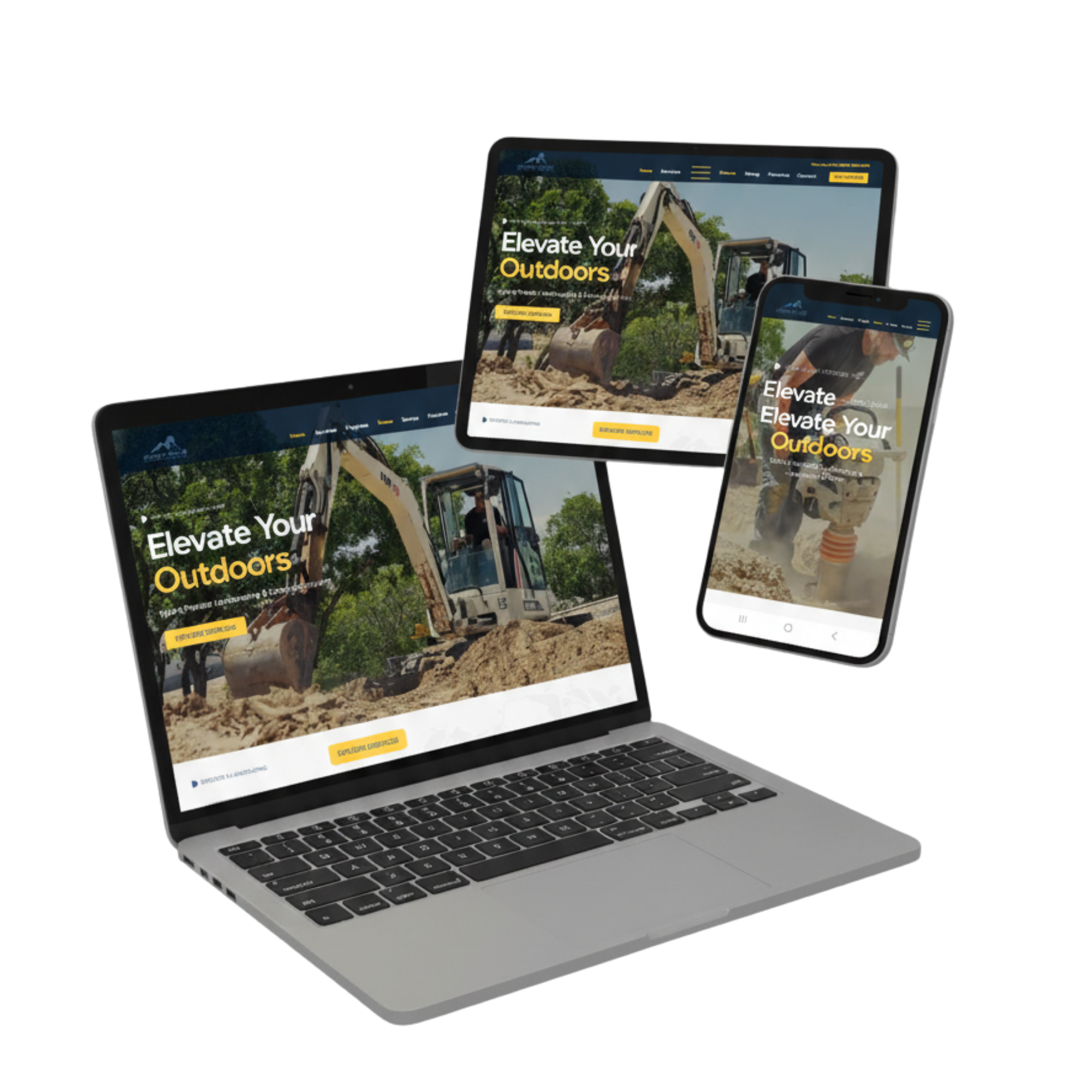 Custom website displayed on laptop, tablet and phone