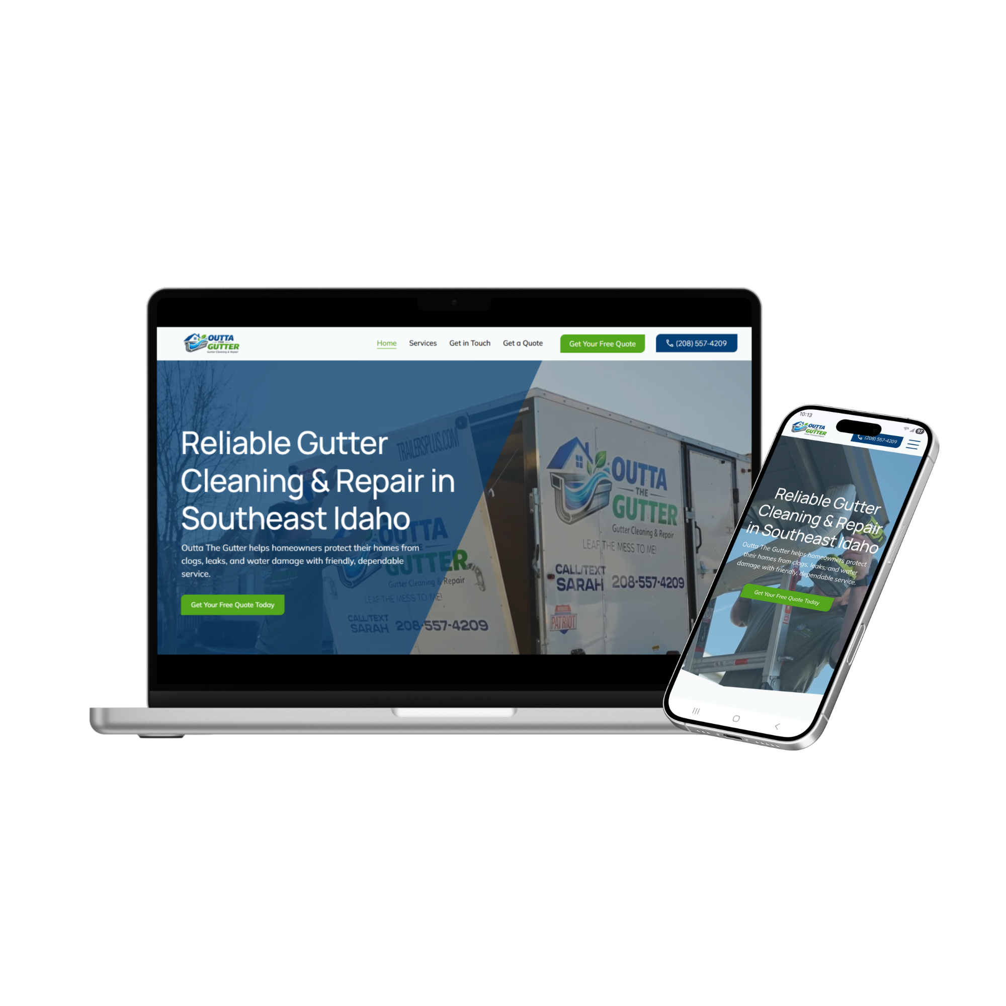 Outta the Gutter website mockup designed by Built Marketing