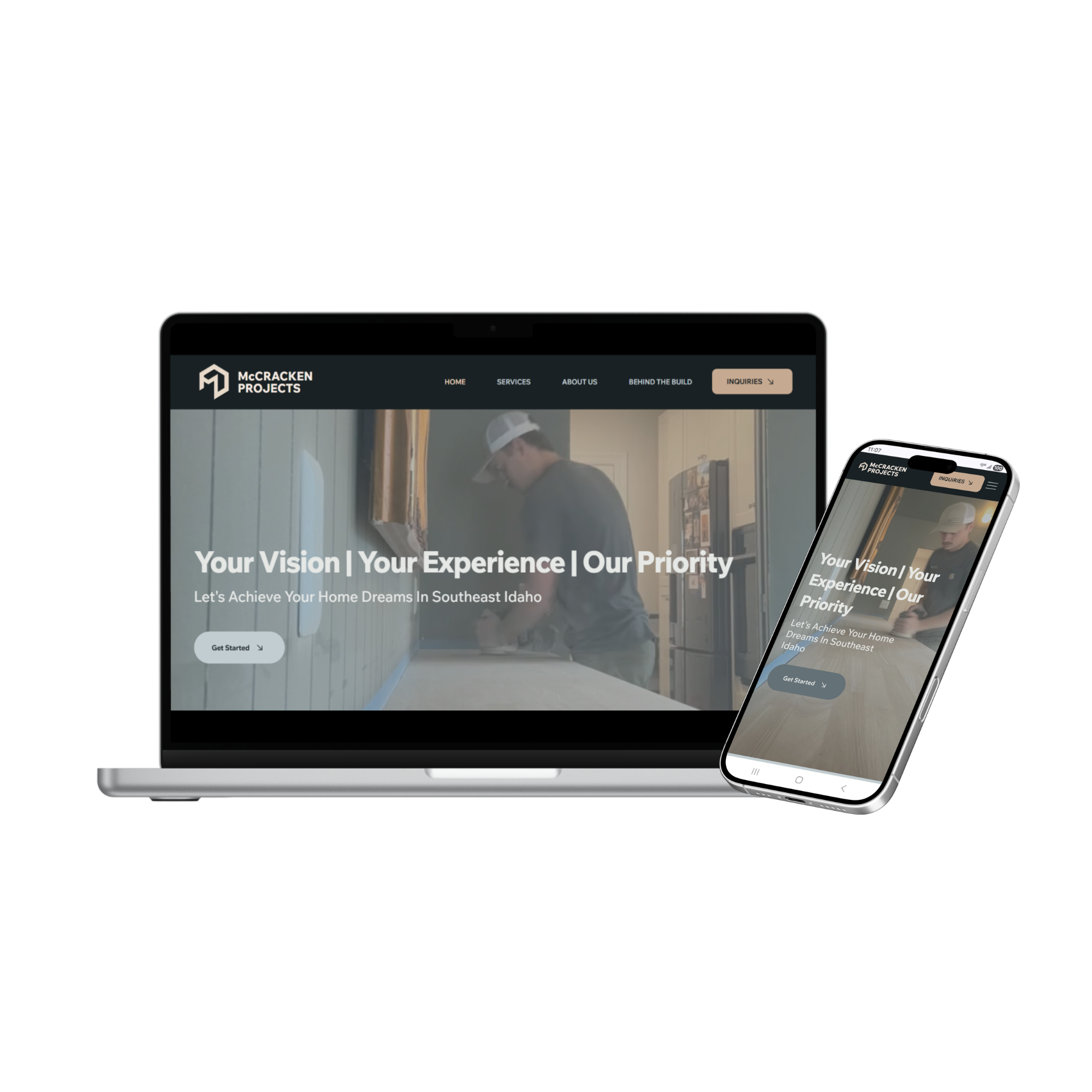 McCracken Projects website mockup designed by Built Marketing